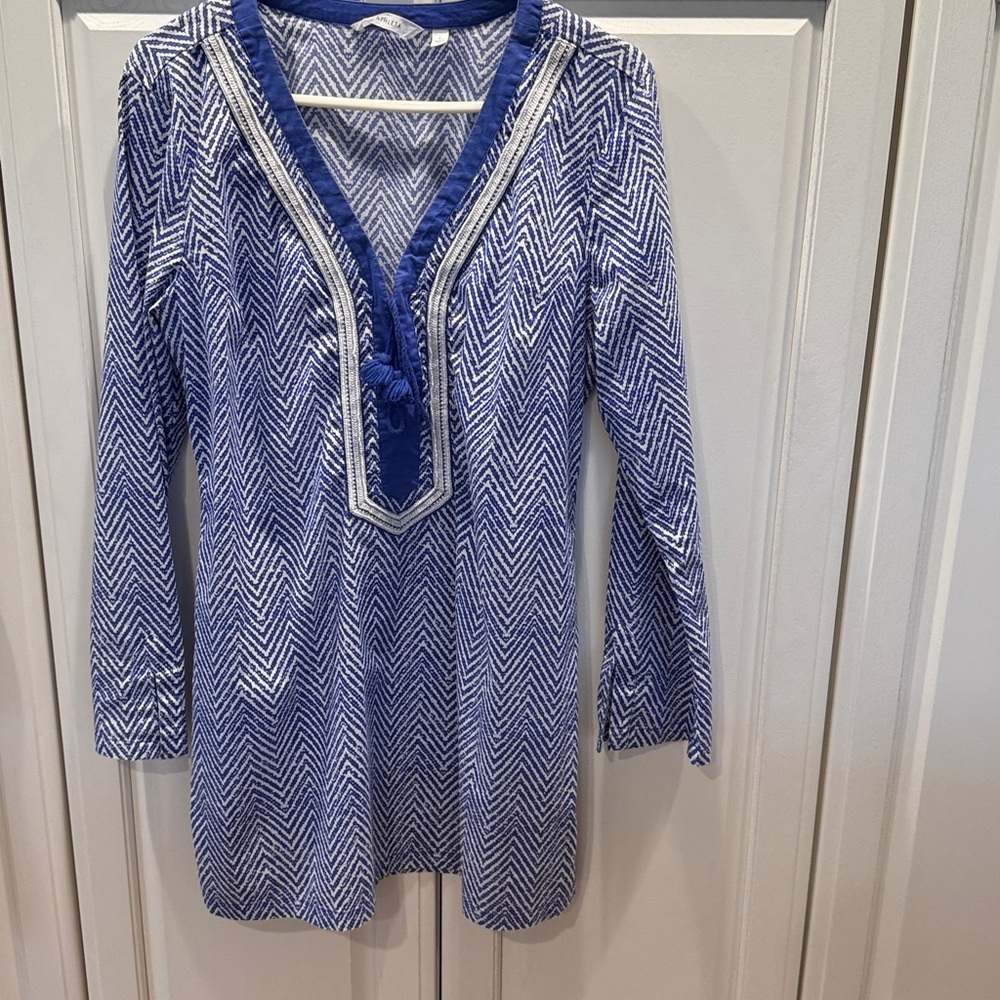 Athleta Blue and White Chevron cover up dress